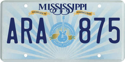 MS license plate ARA875