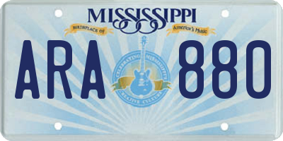 MS license plate ARA880