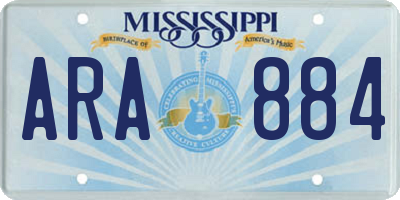 MS license plate ARA884
