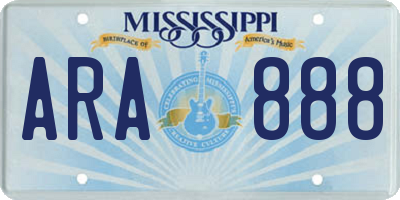 MS license plate ARA888