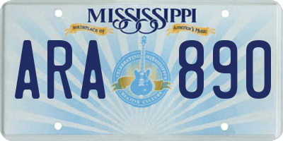 MS license plate ARA890