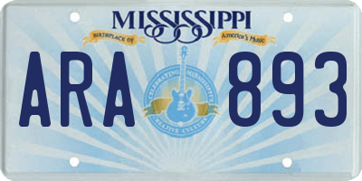 MS license plate ARA893
