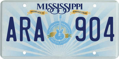 MS license plate ARA904