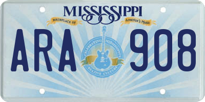 MS license plate ARA908