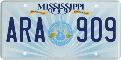 MS license plate ARA909