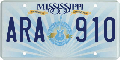 MS license plate ARA910
