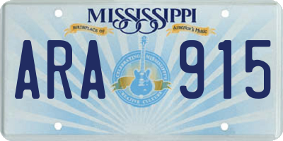 MS license plate ARA915