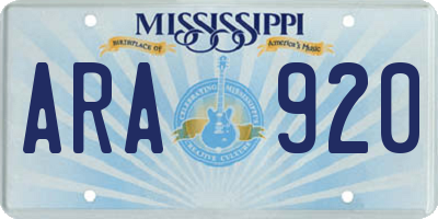 MS license plate ARA920