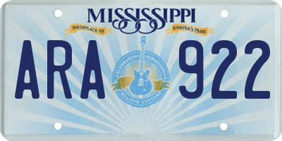 MS license plate ARA922