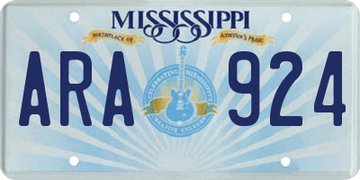 MS license plate ARA924