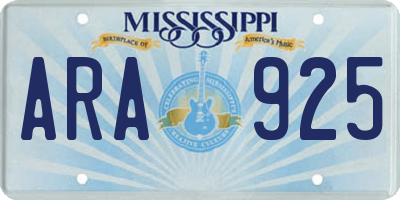 MS license plate ARA925
