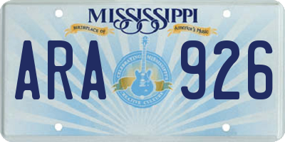 MS license plate ARA926