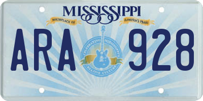 MS license plate ARA928