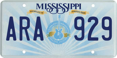 MS license plate ARA929