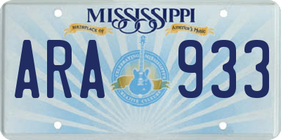 MS license plate ARA933