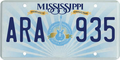 MS license plate ARA935