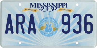 MS license plate ARA936