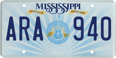 MS license plate ARA940