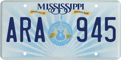 MS license plate ARA945