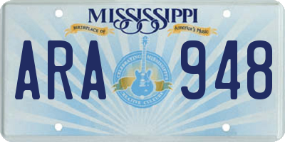 MS license plate ARA948