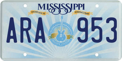 MS license plate ARA953