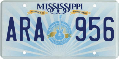 MS license plate ARA956