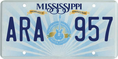 MS license plate ARA957