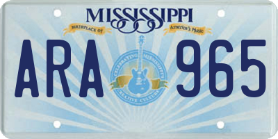 MS license plate ARA965
