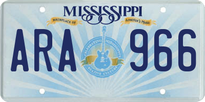 MS license plate ARA966