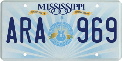 MS license plate ARA969