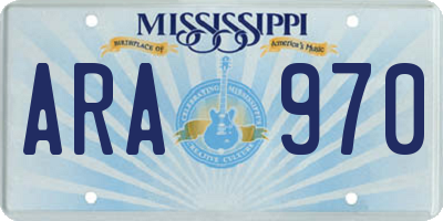 MS license plate ARA970