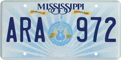 MS license plate ARA972