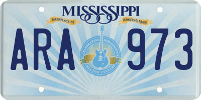 MS license plate ARA973