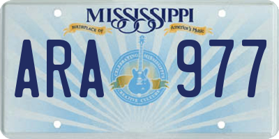MS license plate ARA977