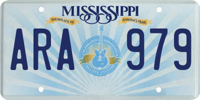 MS license plate ARA979