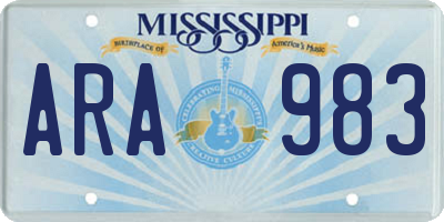 MS license plate ARA983