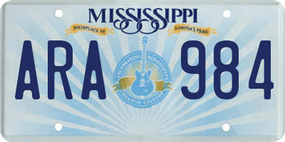 MS license plate ARA984