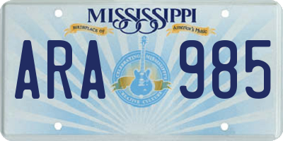MS license plate ARA985