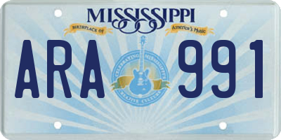 MS license plate ARA991