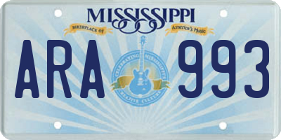 MS license plate ARA993