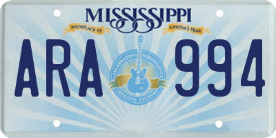MS license plate ARA994