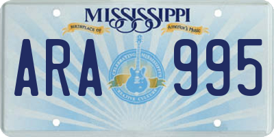 MS license plate ARA995