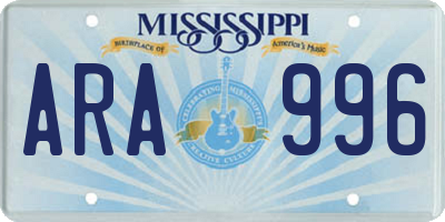 MS license plate ARA996