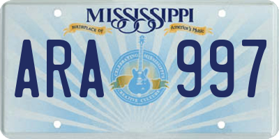 MS license plate ARA997