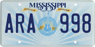 MS license plate ARA998