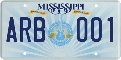 MS license plate ARB001