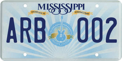MS license plate ARB002