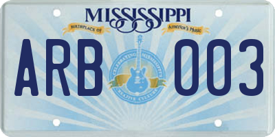 MS license plate ARB003