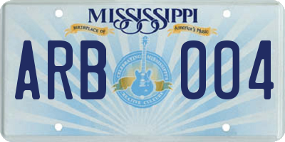 MS license plate ARB004