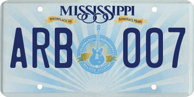 MS license plate ARB007